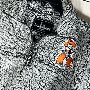 Boxercraft Gray and Orange Sherpa Quarter-Zip Jacket